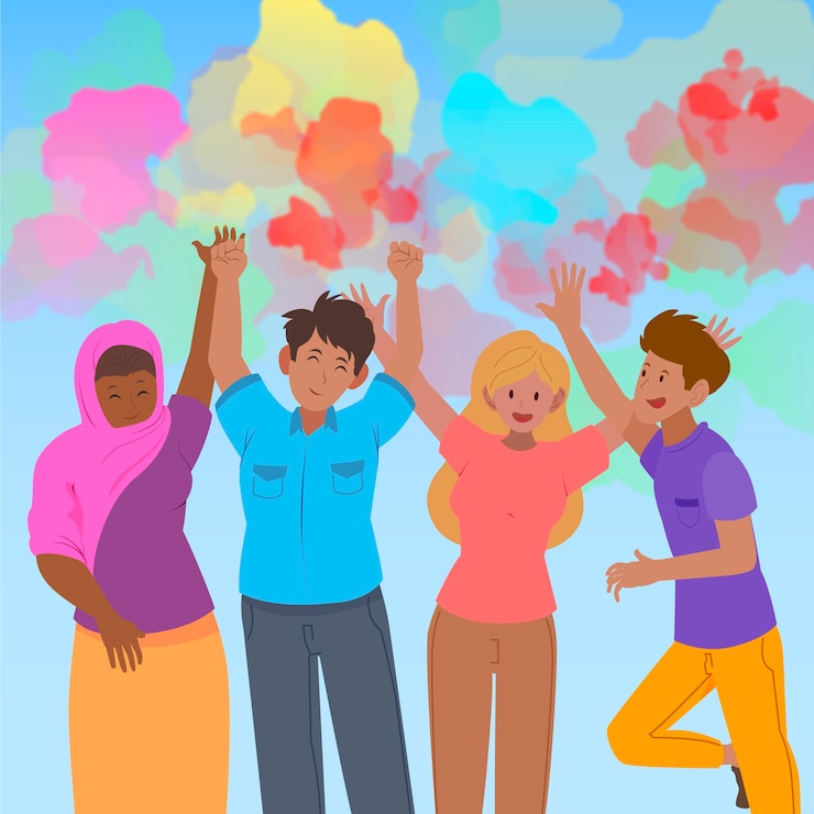 Vector Gratis orang-orang merayakan festival holi