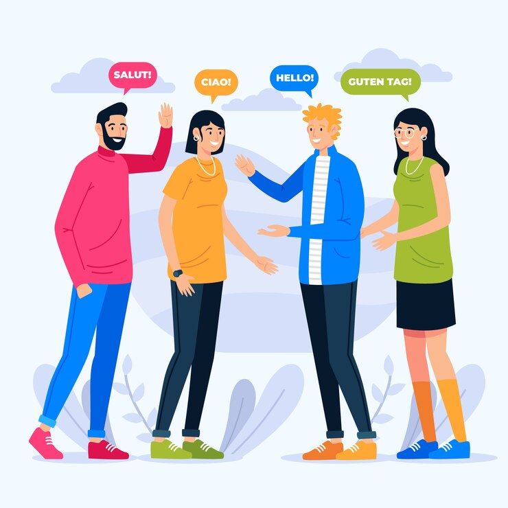 Vector Gratis orang-orang muda berbicara dalam bahasa yang berbeda