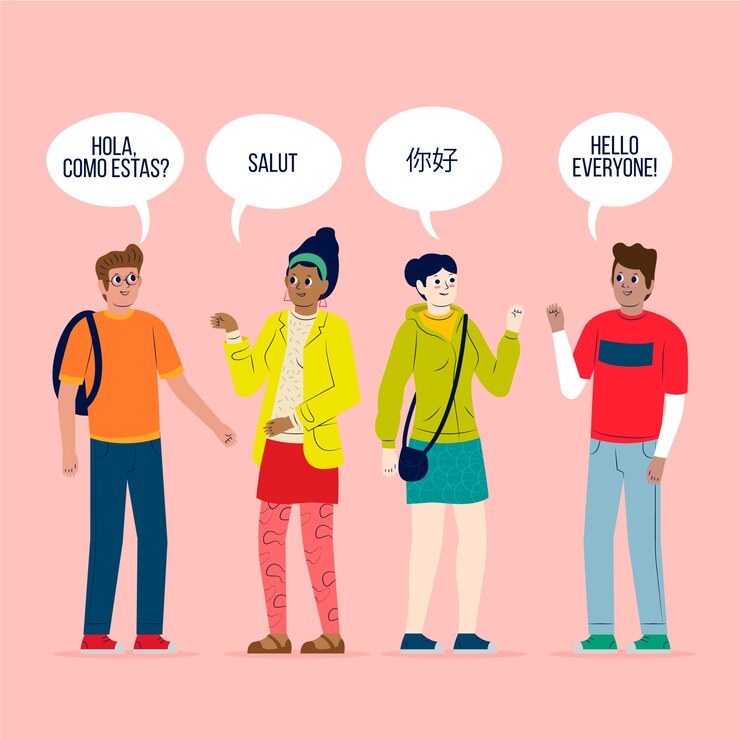 Vector Gratis orang-orang muda berbicara dalam bahasa yang berbeda