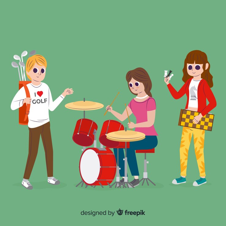 Vector Gratis orang yang berbeda menikmati hobi mereka