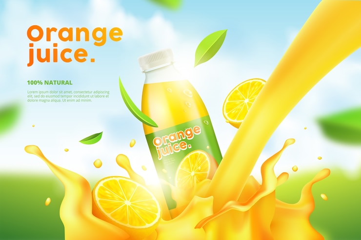 Vector Gratis orange drink bottle ad