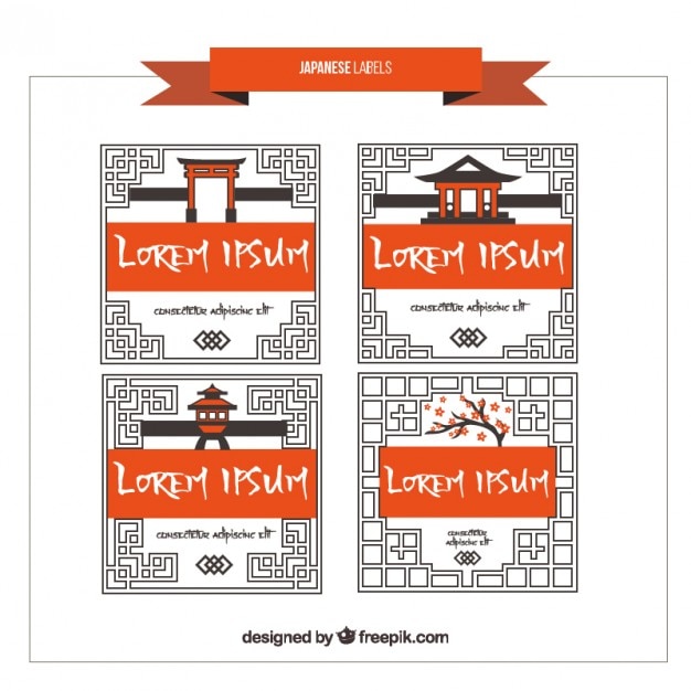 Vector Gratis orange japanese labels