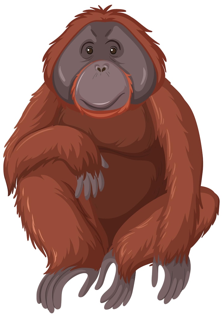 Vector Gratis orangutan sitting cartoon character