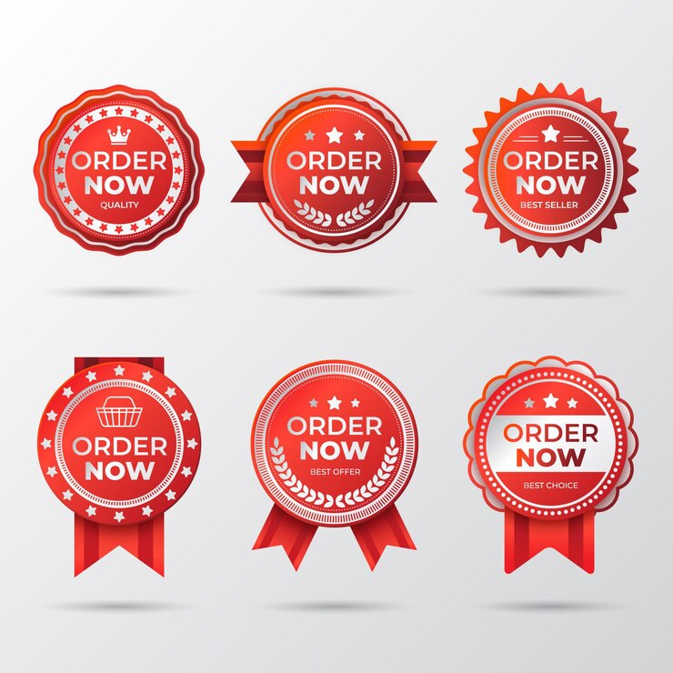 Vector Gratis order now stickers pack