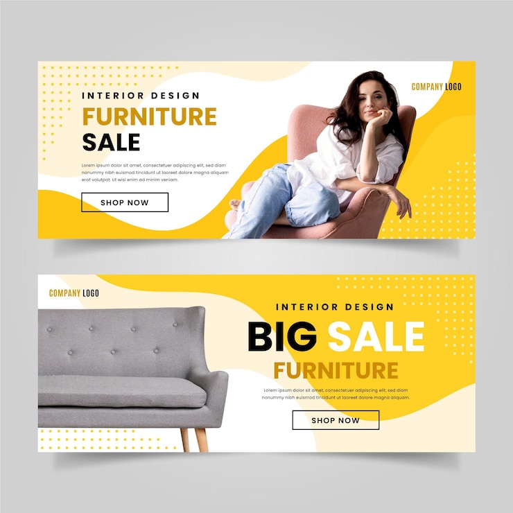 Vector Gratis organic flat furniture sale banner template