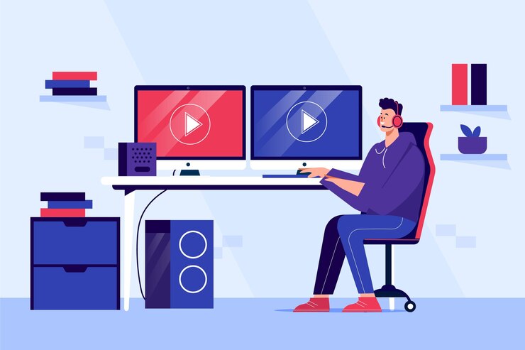 Vector Gratis organic flat gamer room illustrated