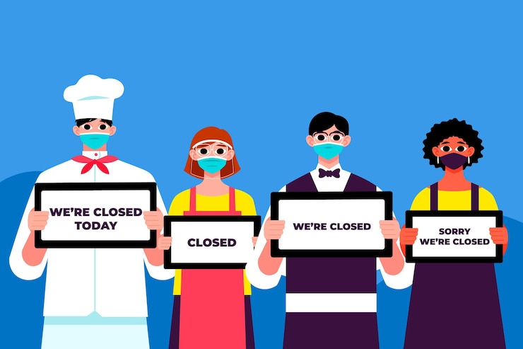 Vector Gratis organic flat people hanging a closed signboard
