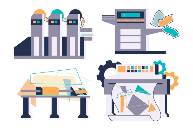Organic flat printing industry  illustrated