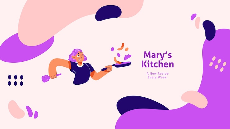 Vector Gratis organic flat recipes youtube channel art