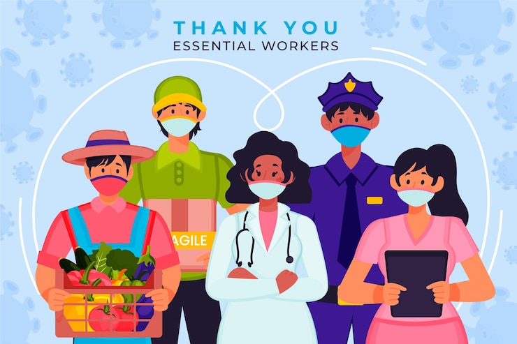 Vector Gratis organic flat thank you essential workers