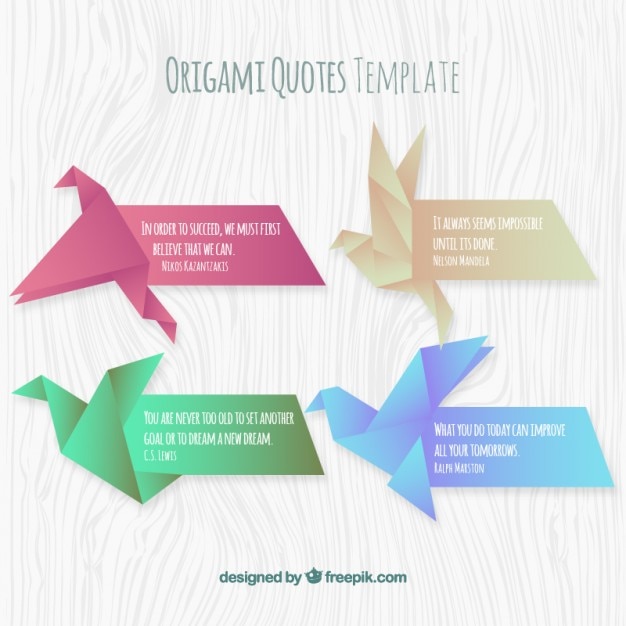 Vector Gratis origami quotes template set