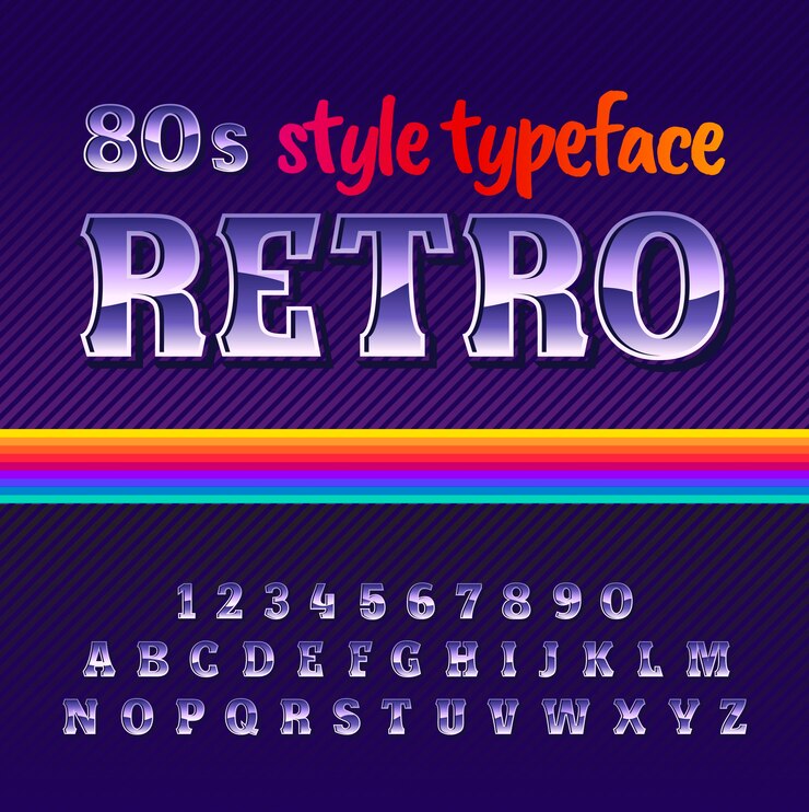 Vector Gratis original label typeface named retro with 80's style
