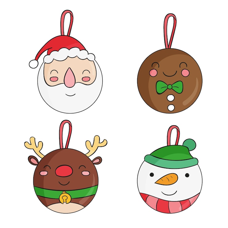 Vector Gratis ornamen bola natal digambar tangan