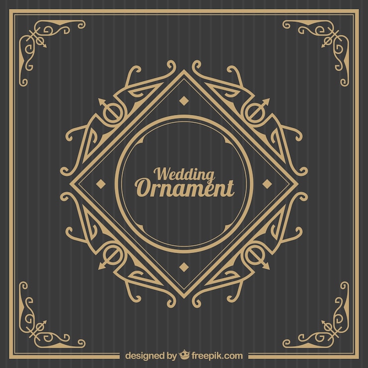 Vector Gratis ornamen pernikahan dalam desain datar