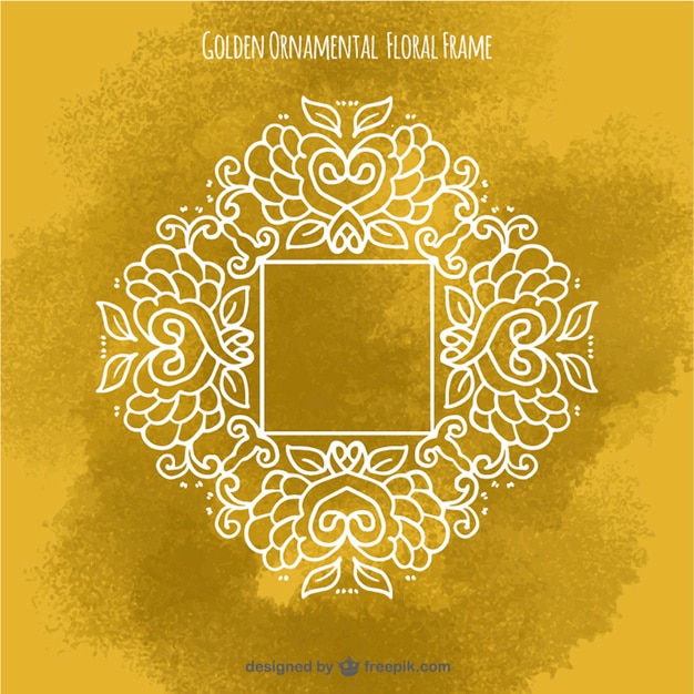 Vector Gratis ornamental frame with floral items