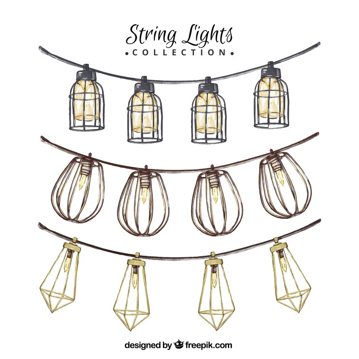 Vector Gratis ornamental hand drawn lantern garlands