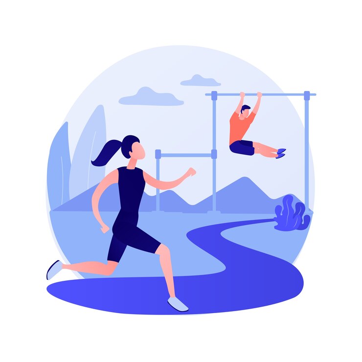 Vector Gratis outdoor workout training. healthy lifestyle, open air jogging, fitness activity. male athlete running in park. muscular sportsman exercising outdoors. vector isolated concept metaphor illustration