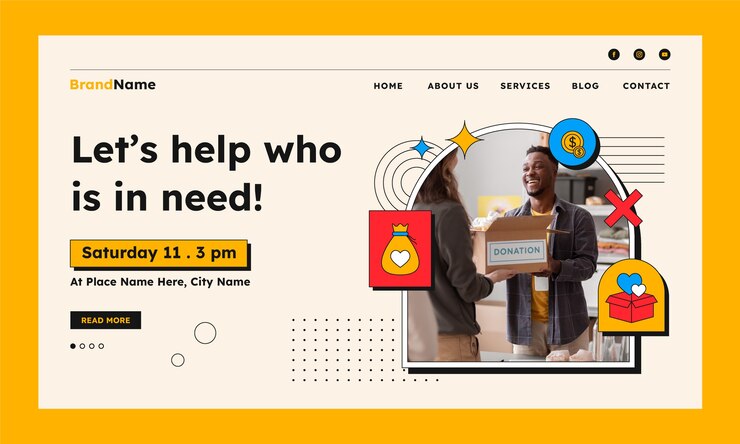 Vector Gratis outline charity event landing page