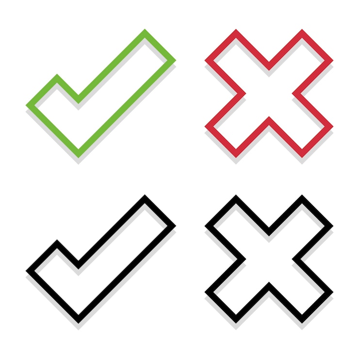 Vector Gratis outline check and cross with shadows