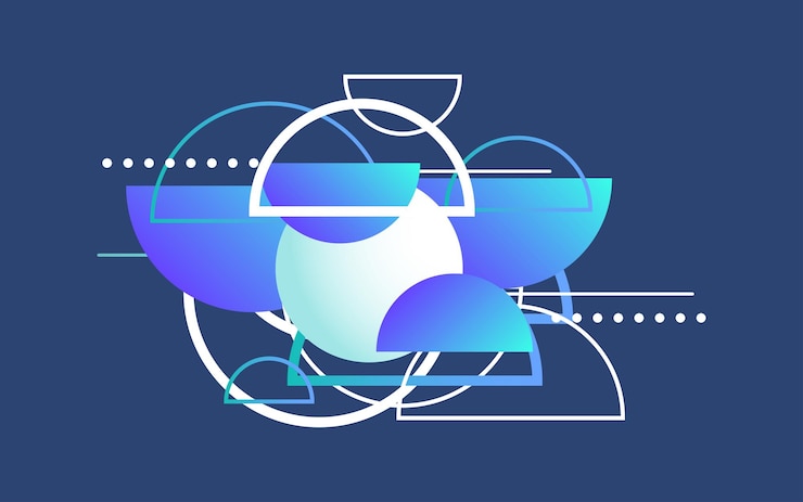 Vector Gratis overlapping design elements on blue background vector illustration