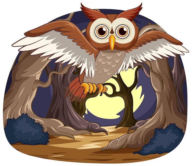 Vector Gratis owl in flight at twilight