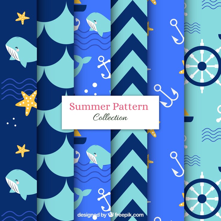 Vector Gratis pack of blue summer patterns