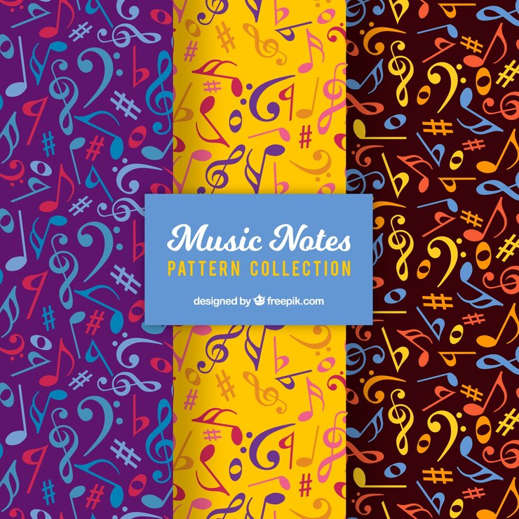 Vector Gratis pack of colorful musical notes patterns