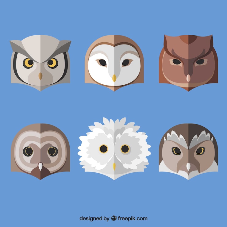 Vector Gratis pack of ethnic owls in flat design
