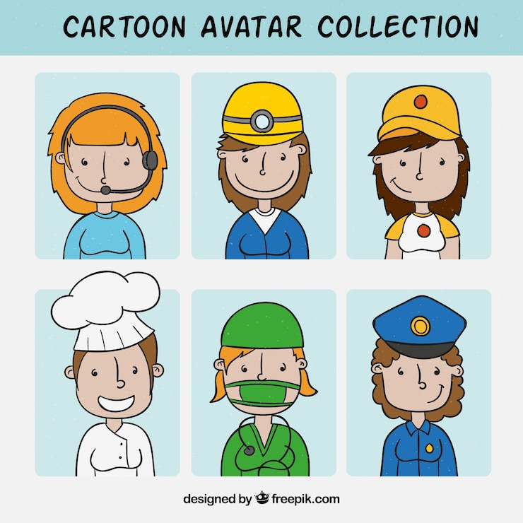 Vector Gratis pack of female cartoon avatars