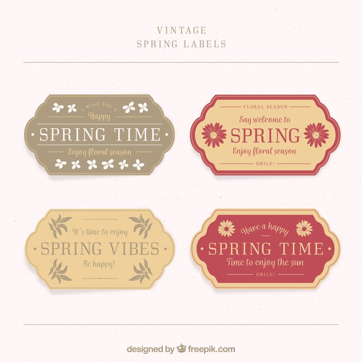 Vector Gratis pack of four spring labels