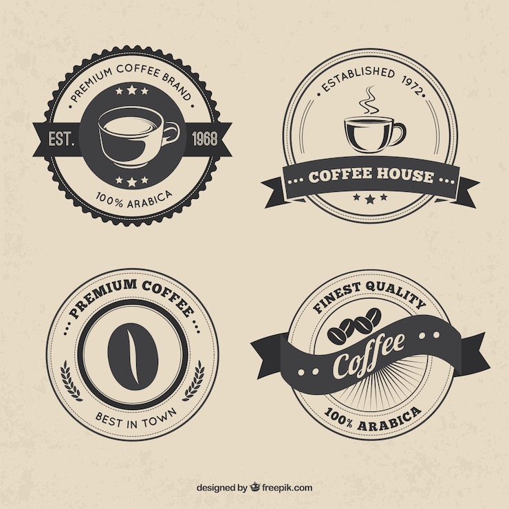 Vector Gratis pack of four vintage coffee stickers