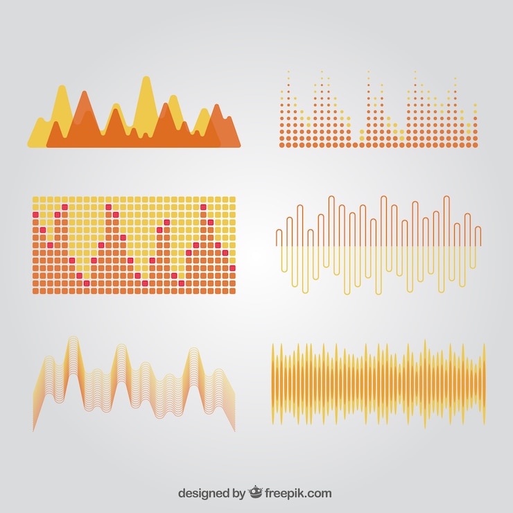 Vector Gratis pack of sound waves in abstract style