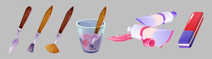 Vector Gratis painting tools set isolated on background