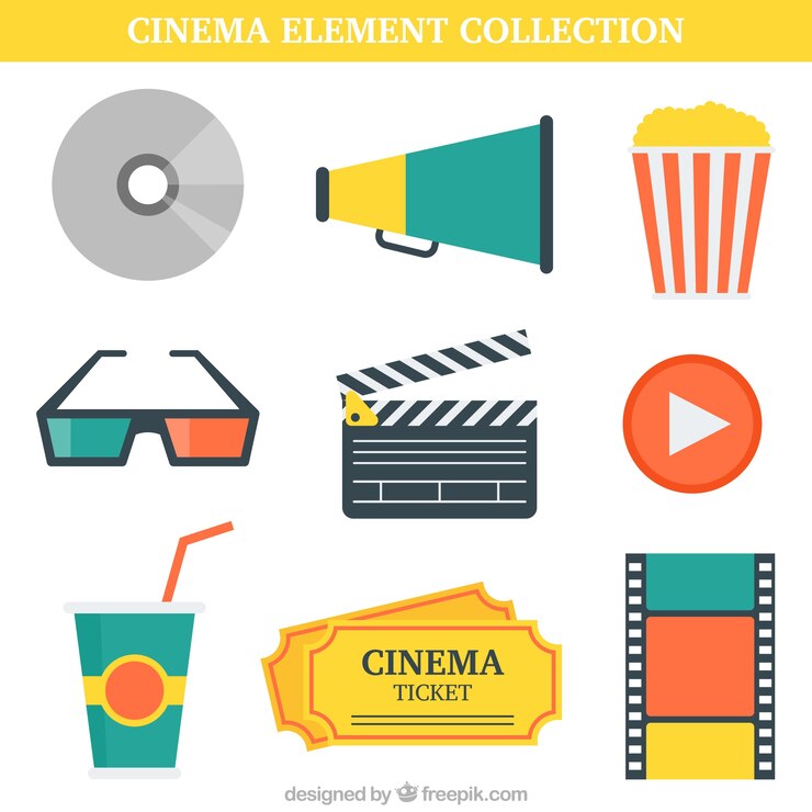 Vector Gratis pak elemen film dalam desain datar