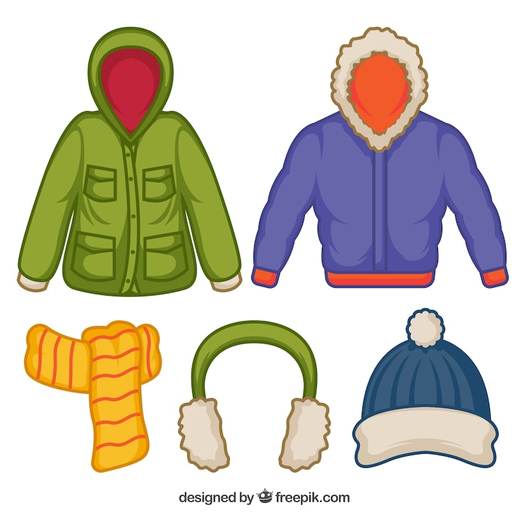 Vector Gratis pakaian & kebutuhan musim dingin digambar tangan