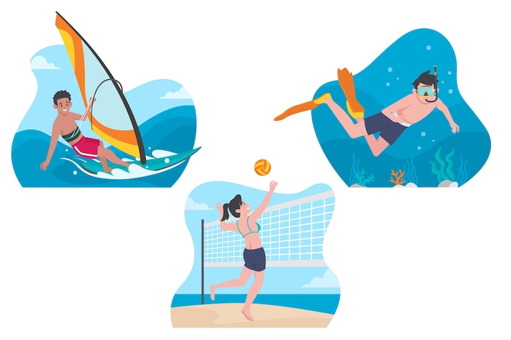 Vector Gratis paket adegan musim panas datar organik