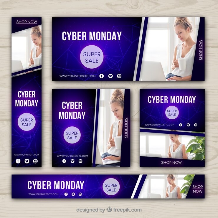 Vector Gratis paket banner cyber monday