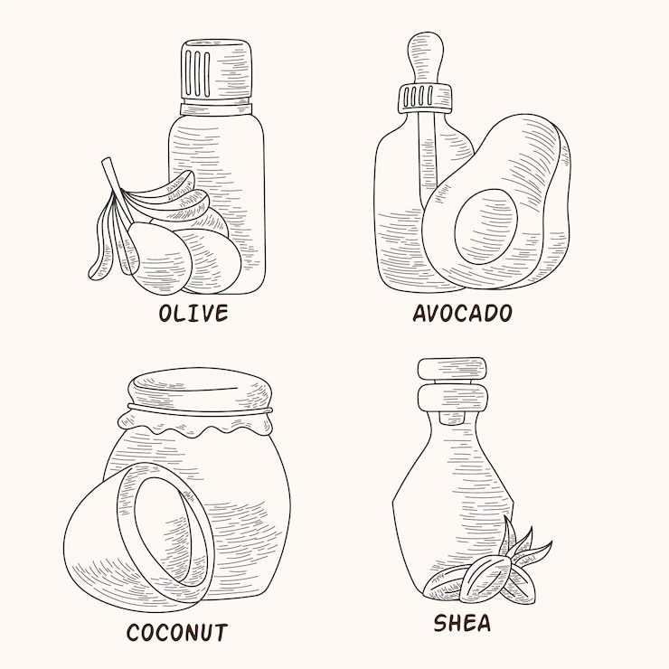 Vector Gratis paket botol minyak esensial digambar tangan realistis