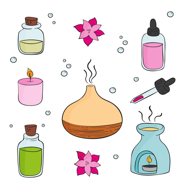 Vector Gratis paket elemen aromaterapi gambar tangan