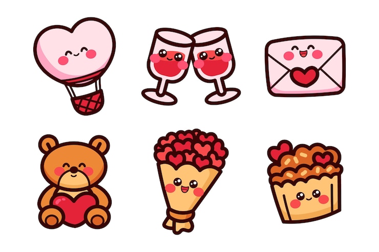 Vector Gratis paket elemen hari valentine