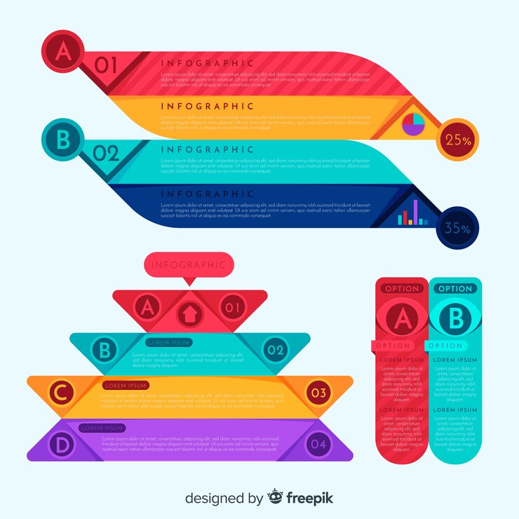 Vector Gratis paket elemen infografis penuh warna