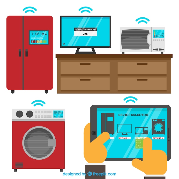 Vector Gratis paket elemen rumah dengan internet