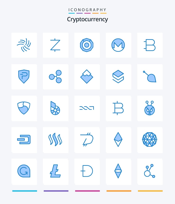Vector Gratis paket ikon 25 biru cryptocurrency kreatif seperti koin crypto currency komodo crypto monero
