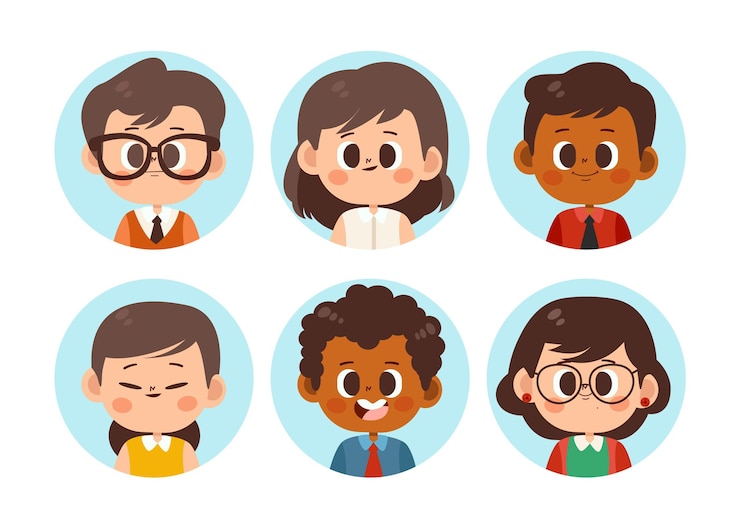 Vector Gratis paket ikon profil datar digambar tangan