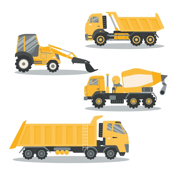 Vector Gratis paket ilustrasi ekskavator desain datar