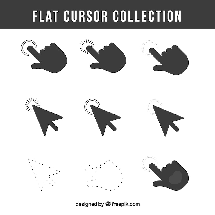 Vector Gratis paket kursor hitam datar