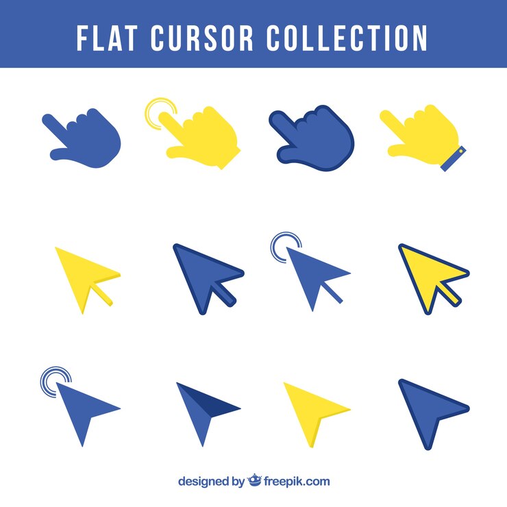 Vector Gratis paket kursor kuning dan biru
