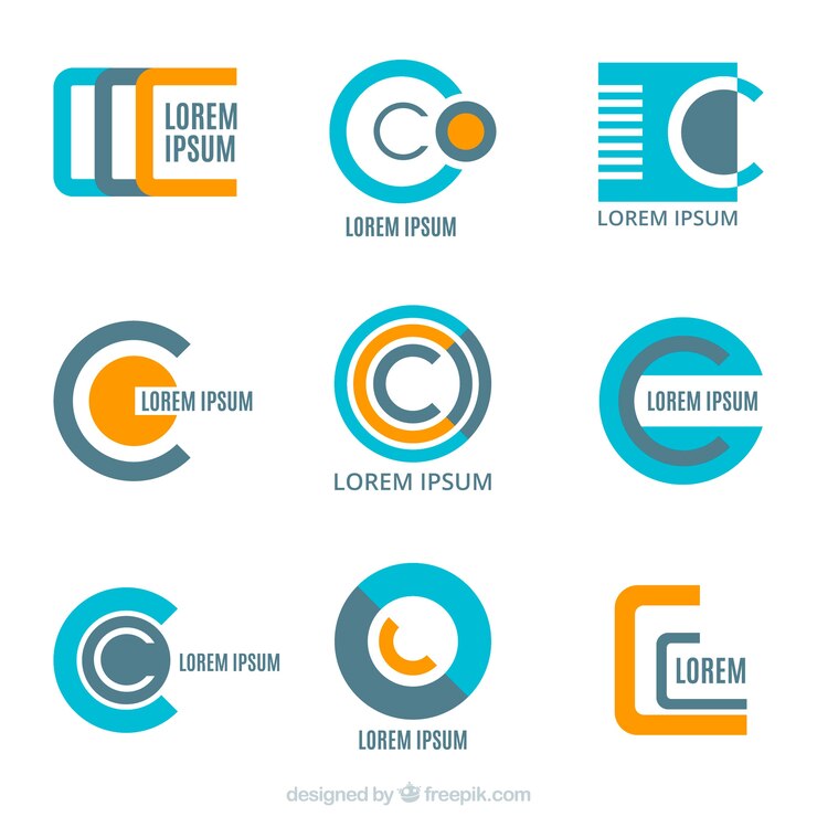 Vector Gratis paket logo abstrak dalam desain datar
