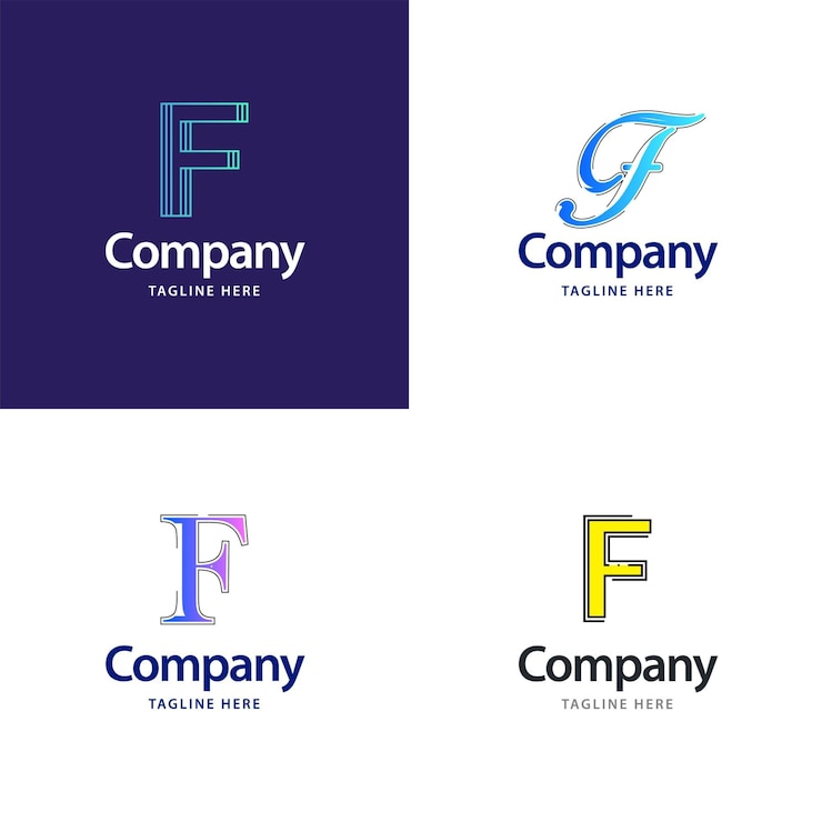 Vector Gratis paket logo besar huruf f desain logo modern kreatif desain untuk bisnis anda ilustrasi nama merek vektor