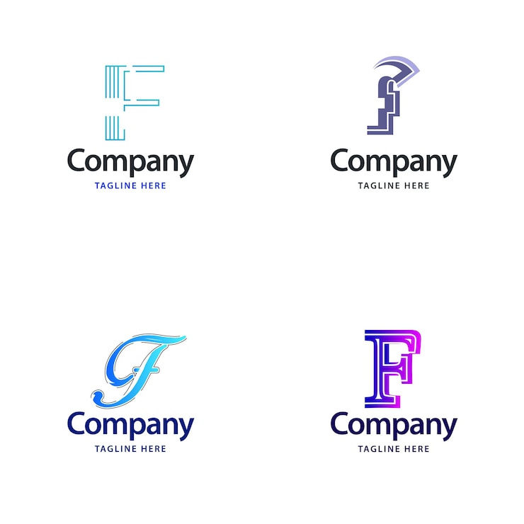 Vector Gratis paket logo besar huruf f desain logo modern kreatif desain untuk bisnis anda